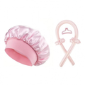 Kit boucles sans chaleur NORVEK rose : bonnet de nuit et bigoudi en satin